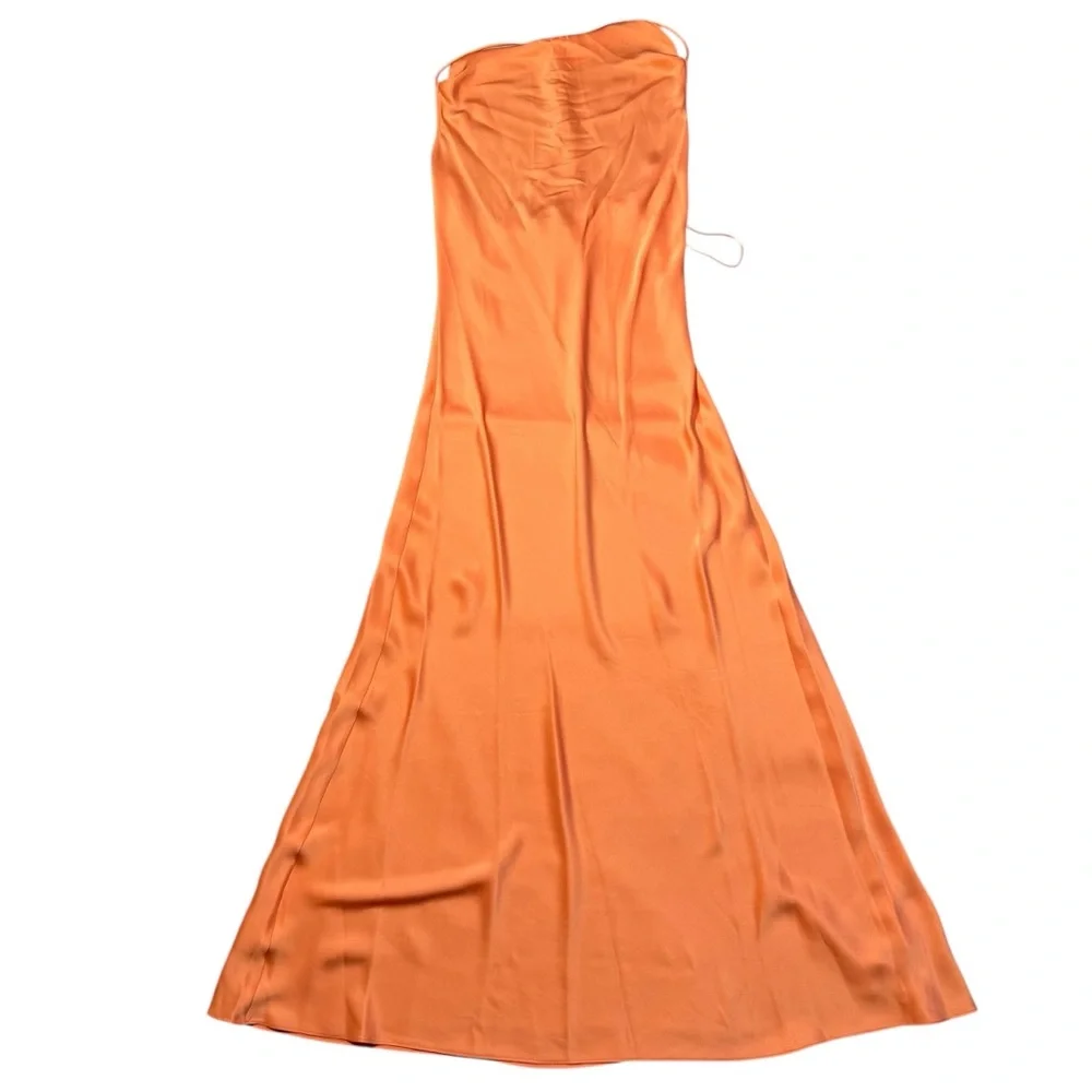 NWT New $495 Ramy Brook Averi Cowl Neck Slip TROPIC ORANGE Dress Size L - Picture 3 of 8